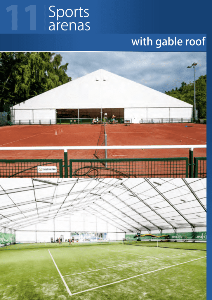 Sports arenas with gable roof